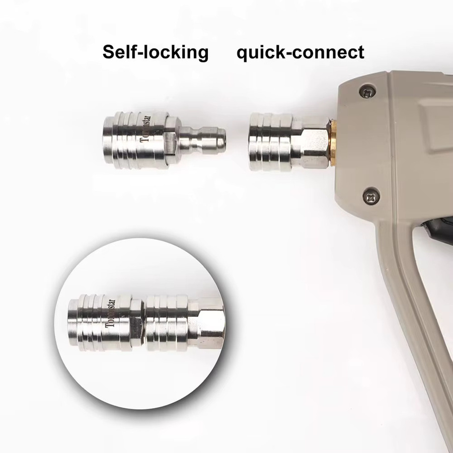 Kaikarai Hochdruck-Wasserpistole aus 304 Edelstahl mit 1/4-Zoll selbstverriegelnder Steckkupplung und Schnellverbindungsstück in Silber - Bild 1