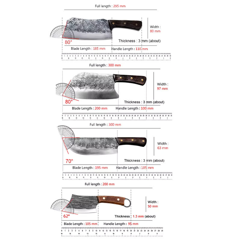 GuanQi Handgeschmiedetes Küchenmesser mit Holzgriff als Ultrascharfes Metzgerbeil zum Fleischschneiden und Fischfiletieren - Bild 2