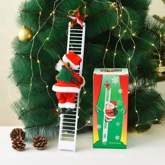 Elektrischer kletternder Weihnachtsmann als animierte Weihnachtsdekoration in Rot und Weiß für Kinder und Fensterdekorationen - Bild 1
