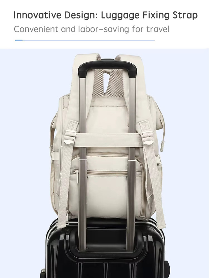 PANGDUBE Baby-Wickeltasche als wasserdichter Rucksack mit 2 Kinderwagen-Haken in Grau - Bild 2
