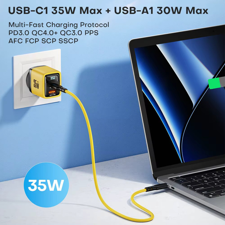 ASOMETECH 35W GaN Ladegerät mit LED Display, USB Typ C Schnellladegerät mit QC3.0, PD und PPS für iPhone 14 Pro, Samsung S23 und Xiaomi - Bild 4