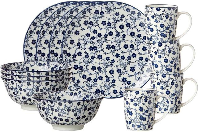 Ritzenhoff & Breker Frühstücksset Royal Sakura aus Porzellan, 12er Set, Blau, Floral - Bild 1