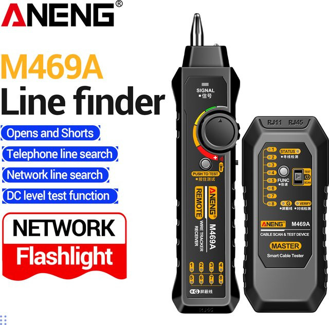 ANENG M469A Netzwerkkabeltester RJ45/RJ11 Wire Tracker in Schwarz - Bild 1