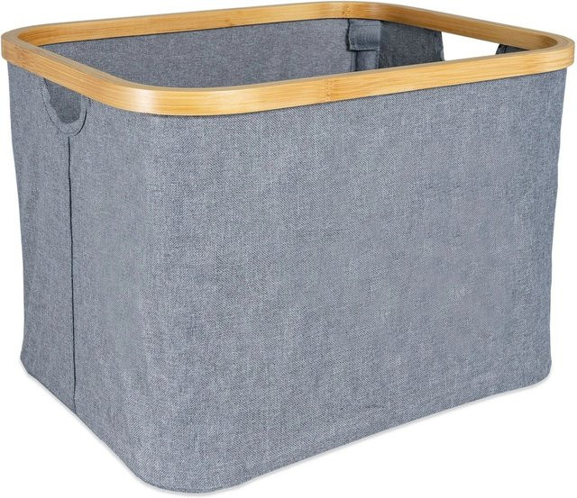 osoltus Wäschebox Nelson aus Bambus in Grau, B: 40 cm, H: 33,5 cm, T: 30 cm - Bild 1