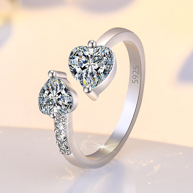 SAY Ring 925 Sterlingsilber, 5A-Zirkon-Herz, Damen - Bild 1