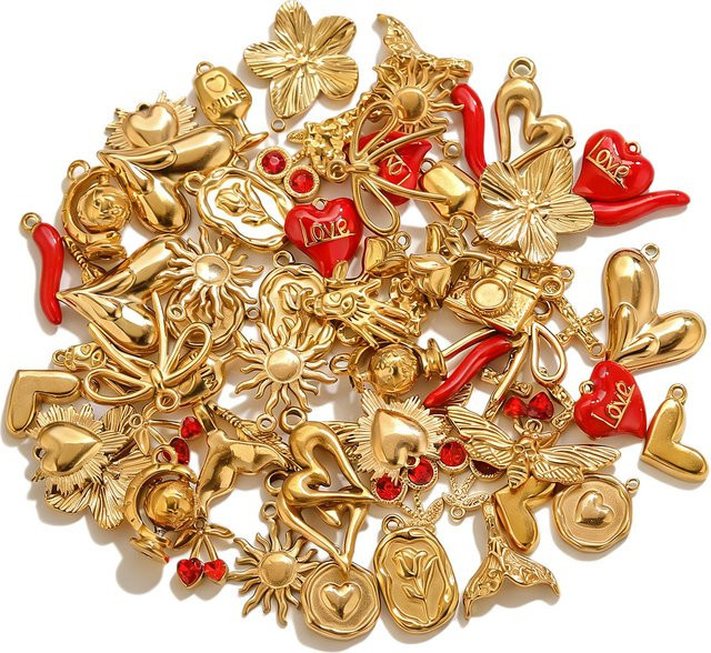 baizzx Charms Anhänger Edelstahl, Gold, Damen - Bild 1