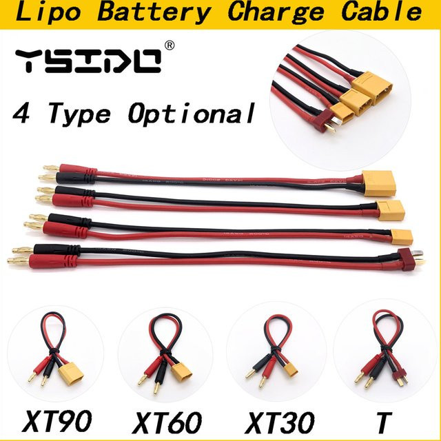 YSIDO Ladekabel mit XT30 XT60 oder XT90 Stecker auf 4,0 mm Bananenstecker, roter Silikondraht 14 AWG, Länge: 22 cm, für B6 Ladegerät und Lipo Batterien - Bild 1
