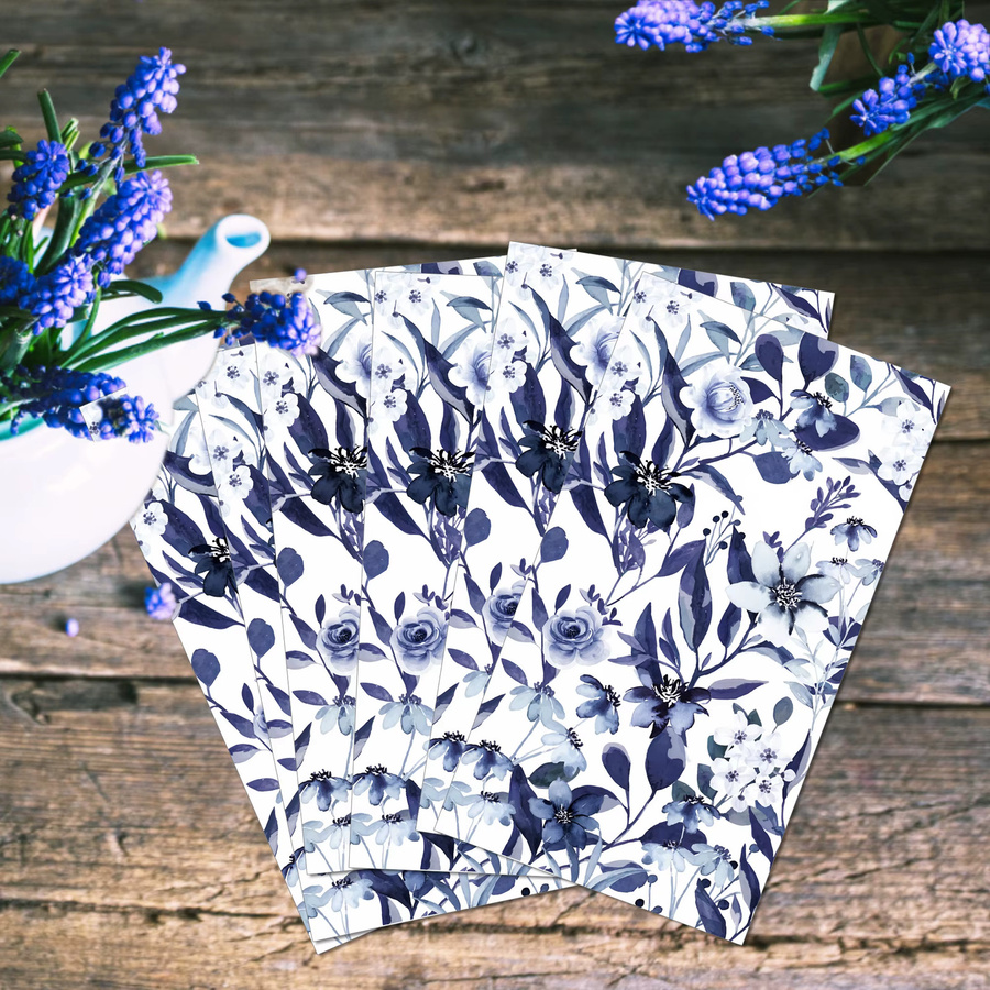 20 Stück Vintage Servietten mit blauem Blumenmuster aus Papier für Hochzeit und Geburtstag als Tischdekoration - Bild 5