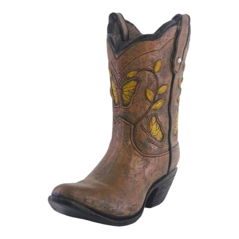Kesoto Cowgirl-Stiefel-Vase in Pink, dekorativer Blumentopf aus Kunstharz im Retro-Design für Blumenarrangements und Landhaus-Deko - Bild 4