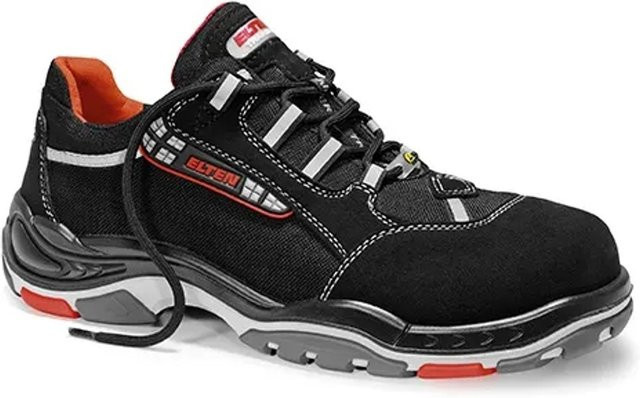 Elten Sicherheitshalbschuh Senex ESD S3 in Schwarz-Rot mit Kunststoffkappe und Cordura-Textil, Größe 47 - Bild 1