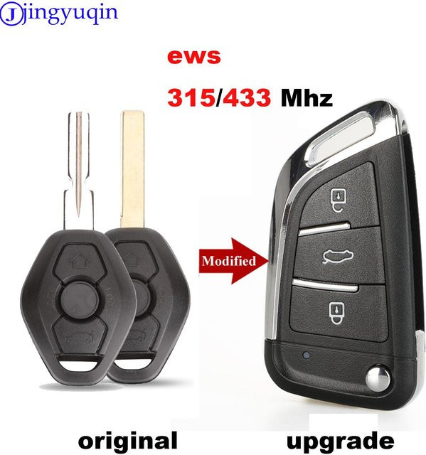 Jingyuqin Upgrade EWS ASK 315/433MHz ID44 Fernbedienung Schlüssel für BMW EWS X3 X5 Z3 Z4 1/3 Serie in Schwarz - Bild 1