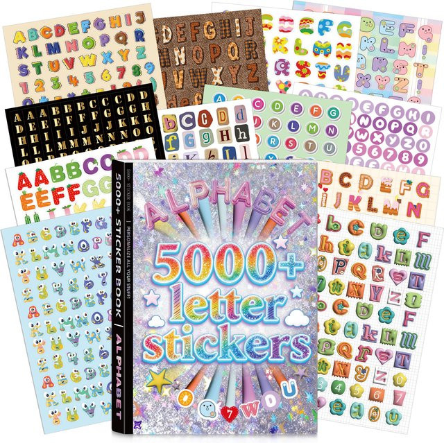 Buntes Alphabet-Aufkleber-Set mit Buchstaben und Zahlen für DIY-Basteln, Scrapbooking und Notizbücher, 5000+ Stück, Mehrfarbig - Bild 1