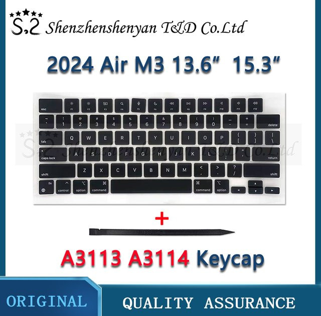 Apple Tastenkappen für MacBook Air Retina 13.6 Zoll Modelle a3113 und a3114 in Schwarz zur Tastaturreparatur - Bild 1
