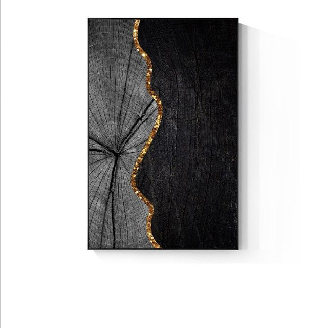 TPFLiving Leinwandbild Nordic Art Abstrakte Formen in Schwarz, Grau und Gold, B x H: 50 x 70 cm - Bild 1