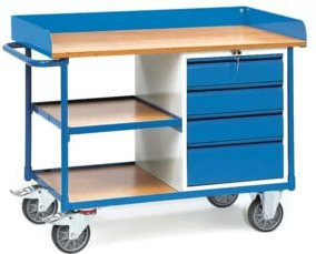 Fetra Werkstattwagen 2437 in Grau und Blau mit TPE-Reifen, Tragkraft 400 kg, B/T/H: 60 x 50 x 60 cm - Bild 1