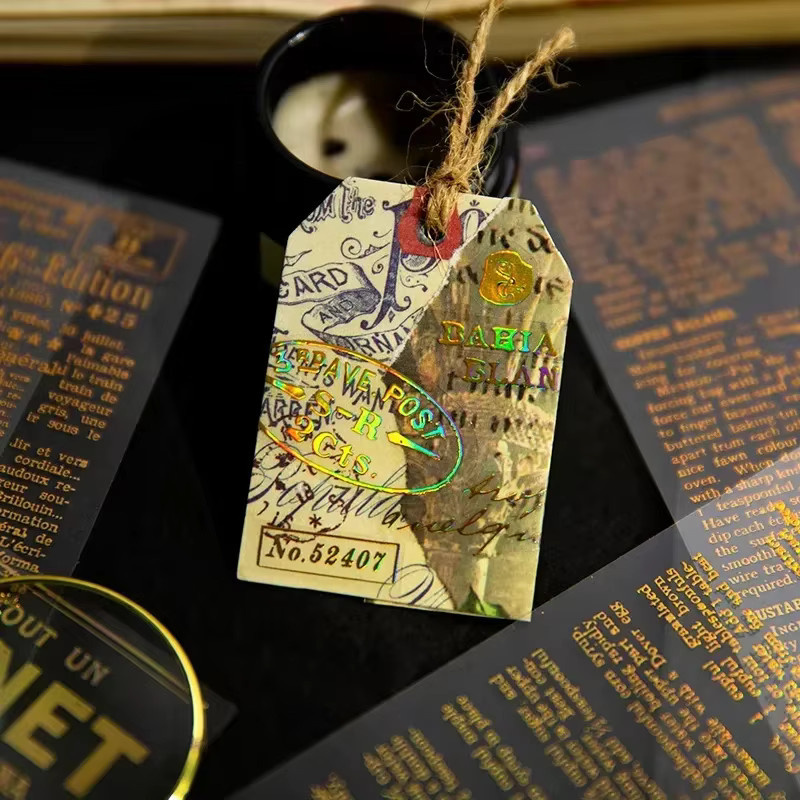 Goldfolienaufkleber Gilded Years Serie 4 mit englischen Retro-Collage-Designs für dein Tagebuch-DIY in Gold - Bild 2