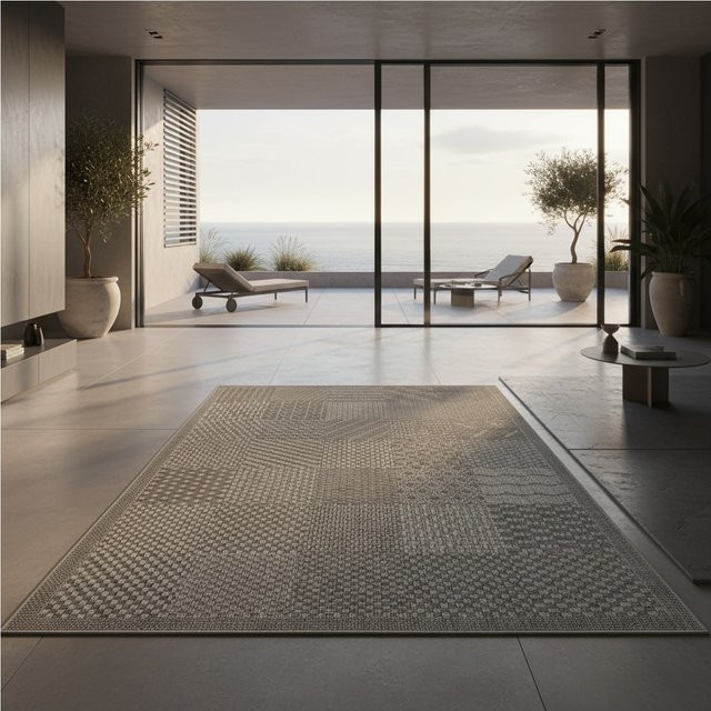 Outdoor-Teppich LERMOOS von Kadima Design in Grau, einfarbig, aus Polypropylen, B/T: 120 x 170 cm - Bild 1