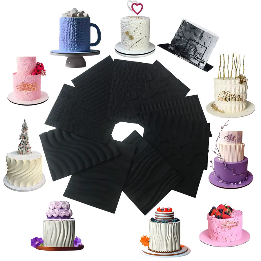 Meibum Backmatte aus Silikon mit Wave Dune Muster in Schwarz für Fondant und Mousse-Dekoration - Bild 2