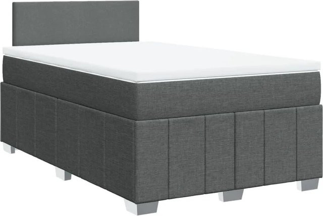 vidaXL Boxspringbett Hybrid mit Matratze und Taschenfederkern in Dunkelgrau, B/T/H: 120 x 200 x 100,5 cm - Bild 1