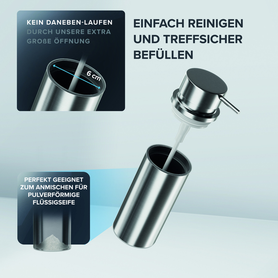 ovimar Seifenspender Sletterhage in Silber aus Edelstahl und Kunststoff mit Pumpe - Bild 2
