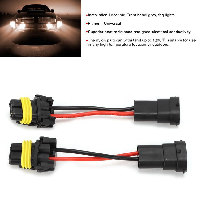 YOSOO H11 Scheinwerfer Verkabelung Set mit Stecker auf Buchse Adapter, Paar, Schwarz, Universal Plug & Play 12V-24V - Bild 1