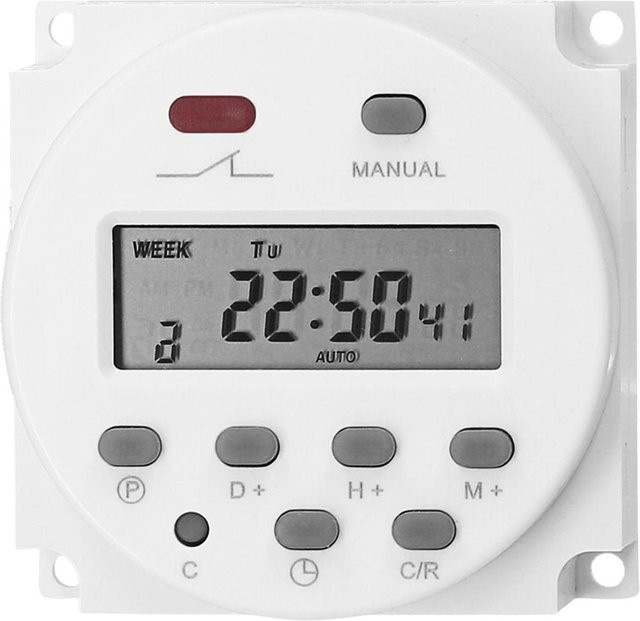 Kkmoon Digitaler Zeitschaltuhr-Schalter mit wöchentlicher Programmierung, 12V elektrischer Timer für die Oberflächenmontage, Weiß - Bild 1