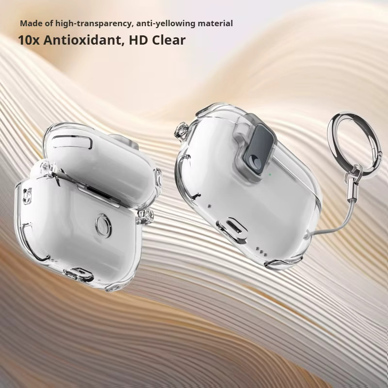 Stoßfeste Schutzhülle für AirPods 4 und AirPods Pro 1, 2, 3, 4 in Transparent mit Sicherheitsschloss-Abdeckung - Bild 2