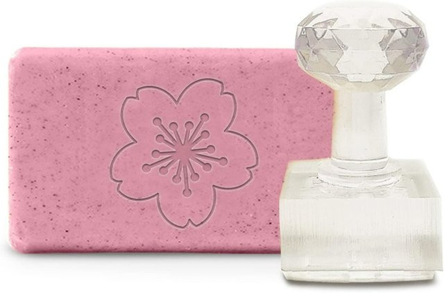 Acryl-Seifenstempel mit Kirschblüten-Motiv und Griff für Seife, Ton, Keramik und Kekse, Durchmesser: 4 cm - Bild 1
