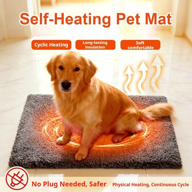Selbstwärmende Katzenmatte von DUTRIEUX, rutschfeste und waschbare Thermomatte für Katzen und Hunde, Grau - Bild 1