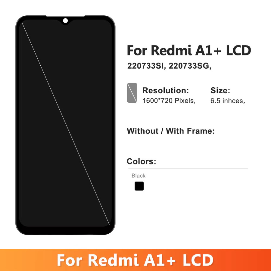 Xiaomi Redmi A1 Plus LCD Display Touchscreen Digitalisierer Baugruppe mit Rahmen in Schwarz - Bild 2