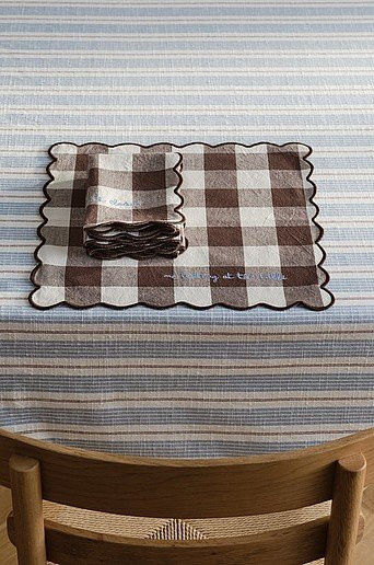 Jotex CARLY Serviette 4er-Pack braun kariert aus Baumwolle B/B: 39,0 x 39,0 cm - Bild 1