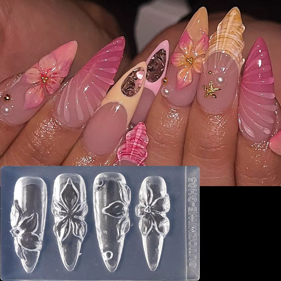 Full Beauty Nagel-Silikonform, 3D Lilien-Blumen, Nagelkunst-Modellierform - Bild 2