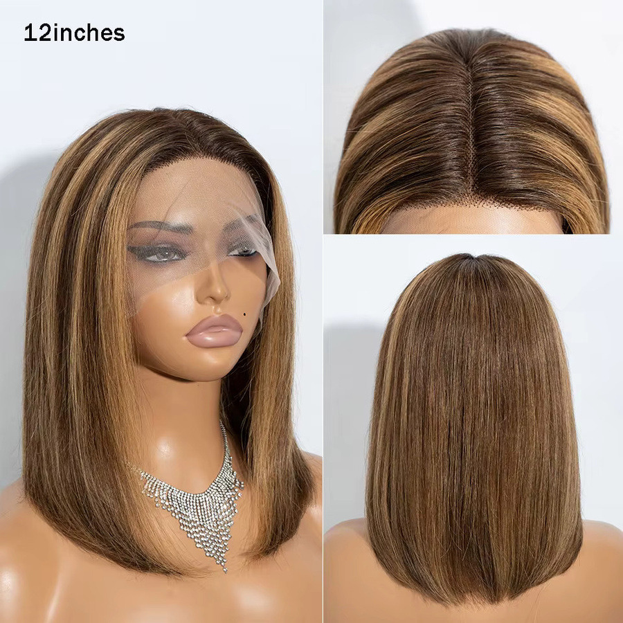 Allure Bob-Perücke, braun, glatt, 100% brasilianisches Remy Echthaar, T-Teil Lace Front - Bild 2