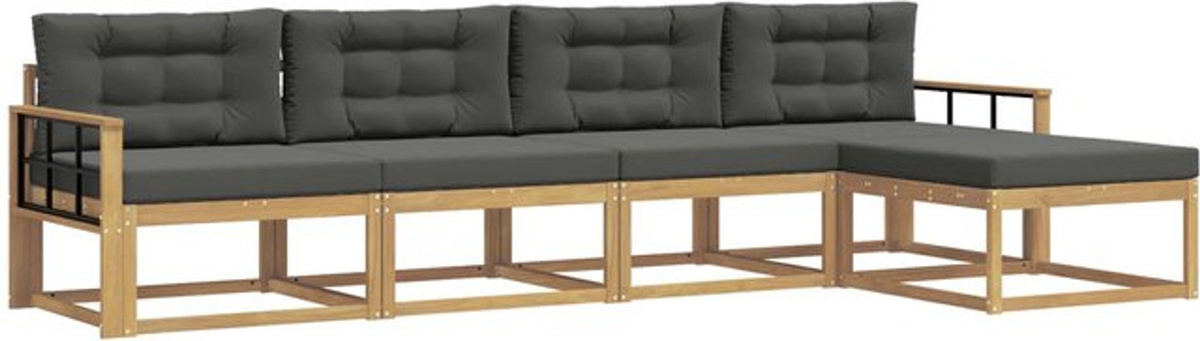 vidaXL Outdoor-Sofagarnitur aus Akazie und Polyester in Weiß und Anthrazit, 4-teiliges Loungemöbel-Set, Modern und Minimalistisch - Bild 1