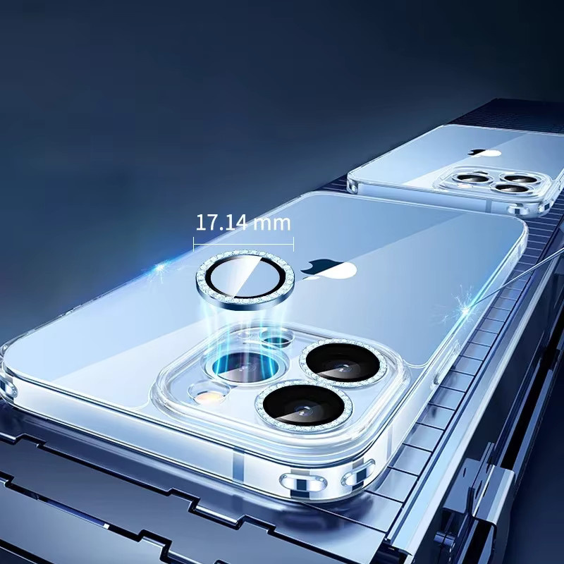 2-3 Stück Diamant Glitter Metallring Kamera Objektiv Schutzglas für iPhone 17 16 15 14 13 12 Pro Max Plus in Multicolour - Bild 2