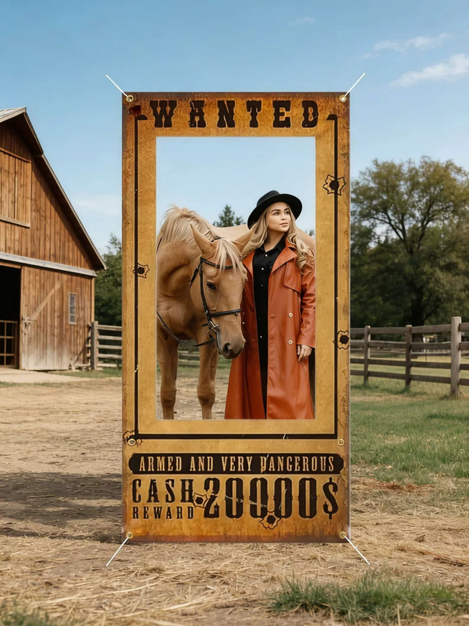 OURFETE Cowgirl Partybanner Western Fotorequisiten Dekoration in Mehrfarbig, B: 180 cm, H: 90 cm - Bild 5