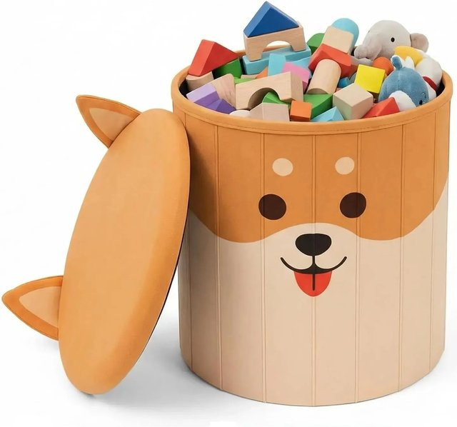 HomeKidsWorld Kinderhocker Corgi mit Stauraum und Deckel in Orange - Bild 1