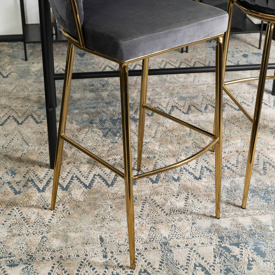 WIPMEB Barhocker FLORES in Grau aus Velourstoff mit Metallgestell, B/H/T: 60 x 104,5 x 56 cm - Bild 4