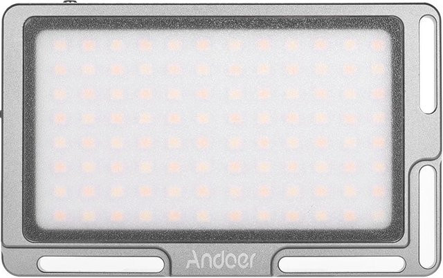 Andoer Tragbare LED-Videoleuchte mit OLED-Bildschirm und 2800-mAh-Akku, Grau - Bild 1