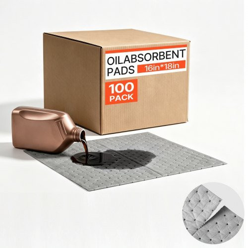 VEVOR Ölsaugtücher 100 Stück, graue Auffangmatten für Öl und Wasserbasis, 3-lagige Polypropylen-Struktur, B/B: 41,0 x 46,0 cm - Bild 1
