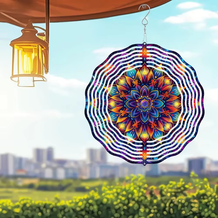 CIFBUY Mandala Metall-Spinner Rotierende Wandkunst Dekoration in Grau und Multicolour, Durchmesser: 25,4 cm - Bild 3