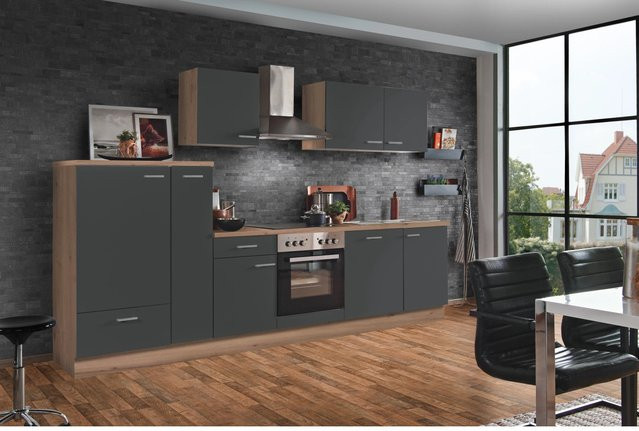 Menke Küchenzeile Artisan Classic in Graphit und Artisan-Eiche Nachbildung, Breite: 310 cm - Bild 1