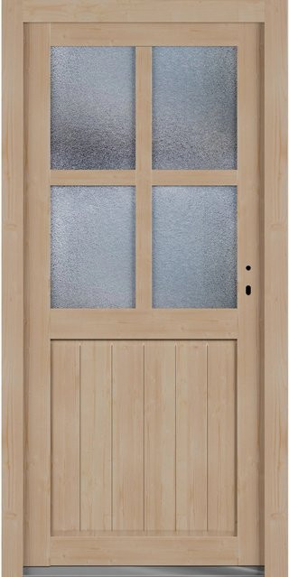 Roro Nebeneingangstür OHE 1007 Fichte mit Glaseinsatz, Braun, B: 98 cm, H: 198 cm, DIN Rechts - Bild 1