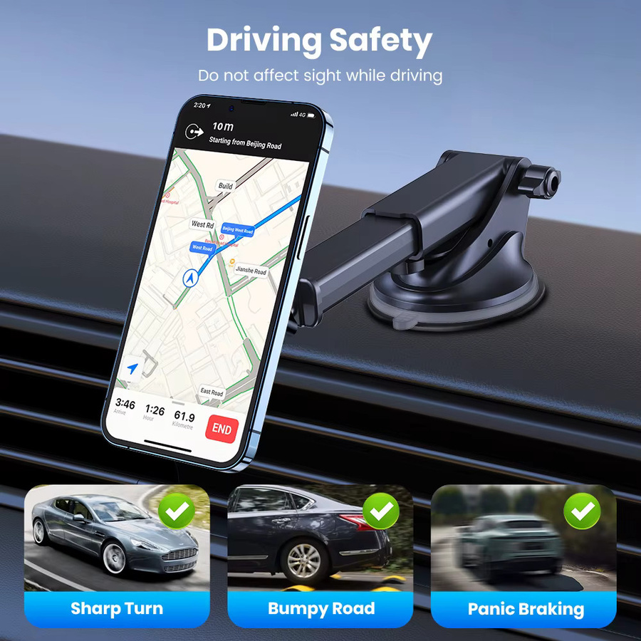 TOPK Universelle magnetische Autotelefonhalterung für iPhone, Samsung und Xiaomi in Schwarz zur Befestigung am Armaturenbrett oder an der Lüftungsöffnung als GPS-Ständer - Bild 4