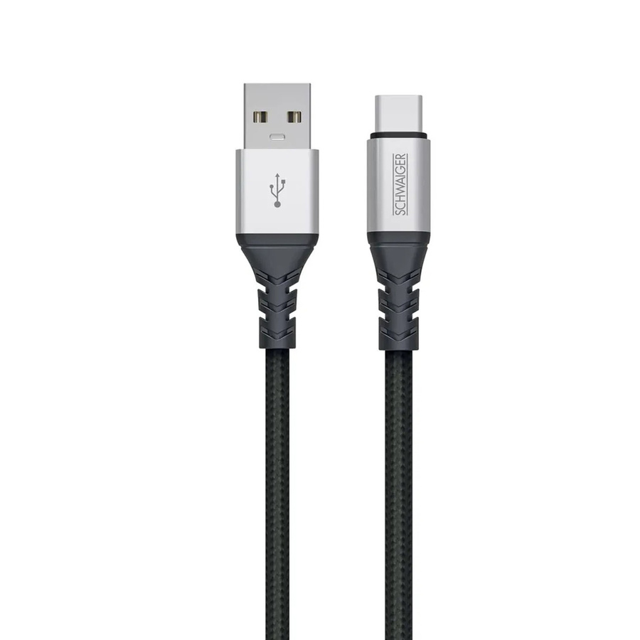 Schwaiger USB-C auf USB-A Sync und Ladekabel unzerstörbar Schwarz 1,2 m - Bild 2