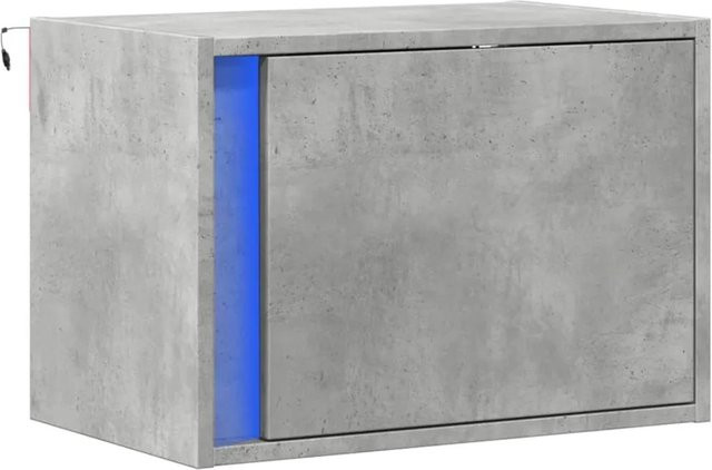 vidaXL Wand-Nachttisch mit integrierter LED-Beleuchtung in Betongrau - Bild 1