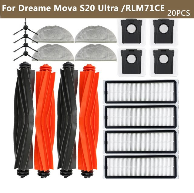 Dreame Mova S20 Ultra / RLM71CE kompatibles Zubehör-Set in Multicolour mit Rollbürste, Staubbeuteln, Tüchern und HEPA-Filtern - Bild 1