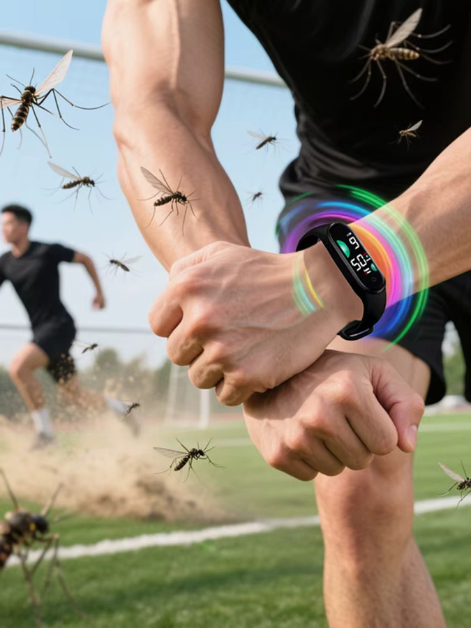 VIVO Smart-Armband mit Ultraschall-Mückenabwehr für Drinnen und Draußen, Unisex, Modell 2026, Schwarz/Gelb - Bild 4