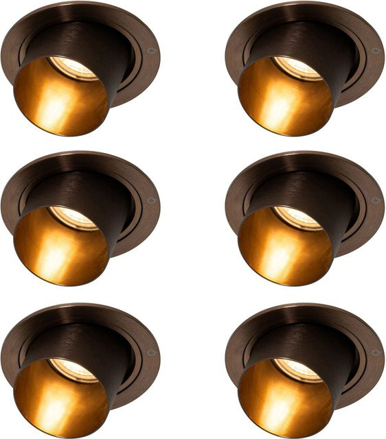 QAZQA Set mit 6 modernen runden Einbaustrahlern aus Aluminium in Dunkelbronze, dimmbar, GU10, Warmweiß - Bild 1