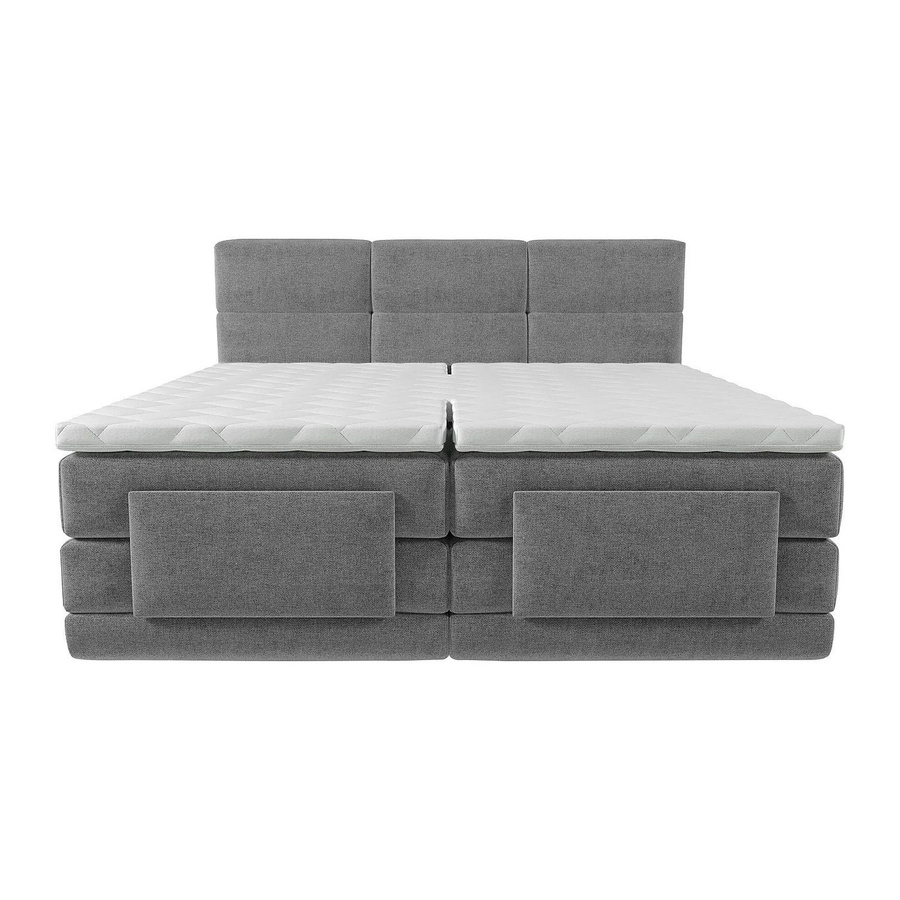 Vente-unique Boxspringbett Lodi in Hellgrau mit verstellbarer Kopfstütze, Stoff, B/T: 80 x 200 cm - Bild 2